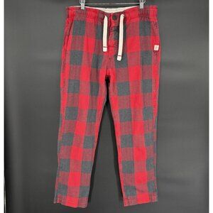 Abercrombie & Fitch Men's Plaid Sleep Pants L Red Gray 100% Cotton Sleepwear
